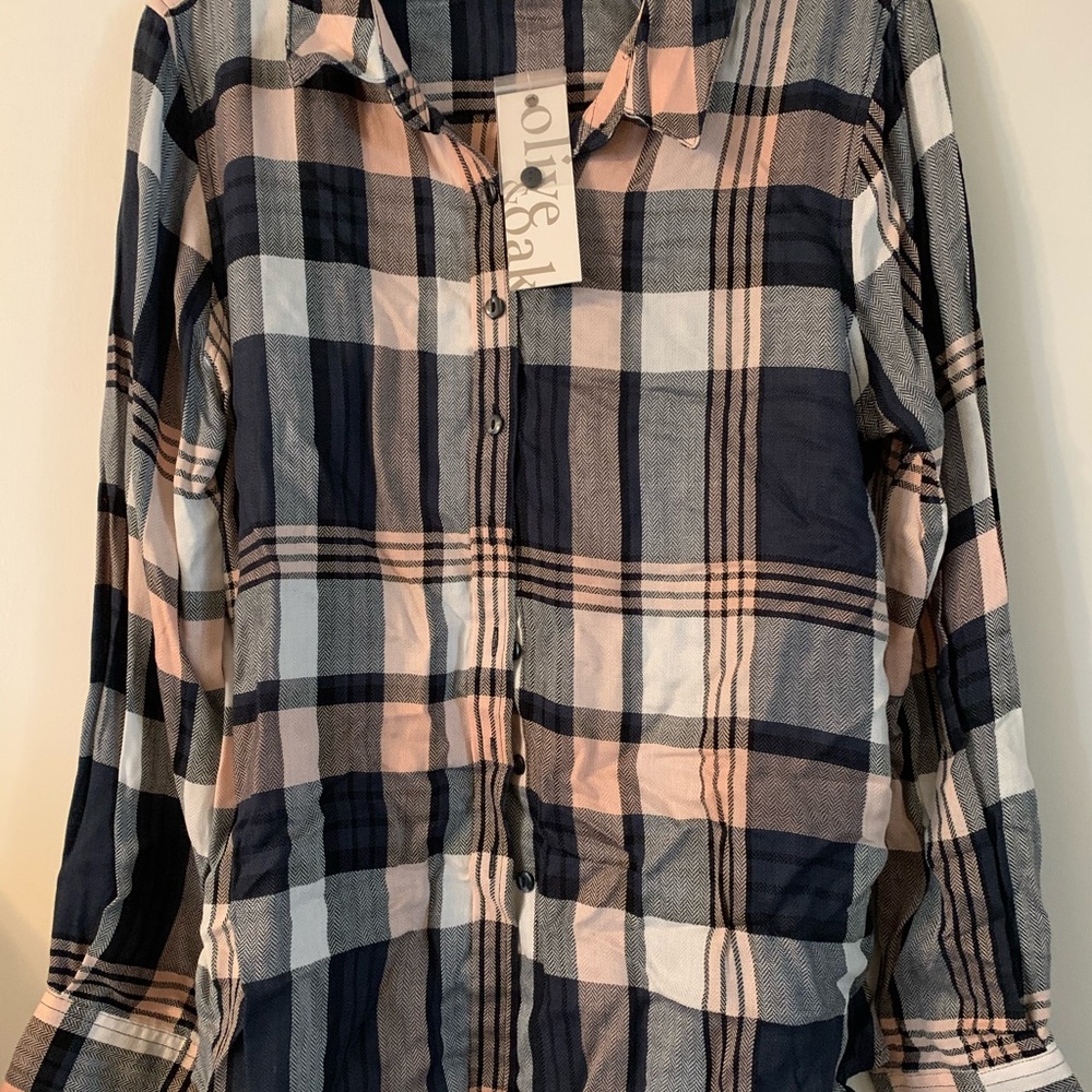 Blue and Pink Plaid Blouse